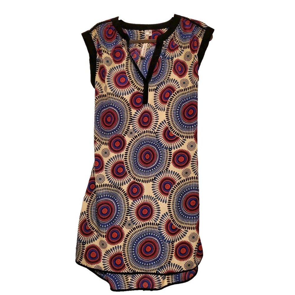 NWT Anthropologie Uncle Frank Retro Colorful Short Sleeve Dress Small 70s Circle